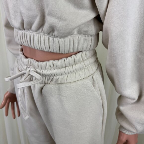 Zenana 2 Pcs Crop Sweatshirt Tracksuit High Waist Jogger Set Active Loungewear - Picture 8 of 12